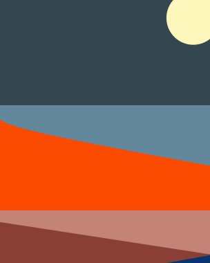 Geometrik peyzaj üretken sanat afişi çizimi