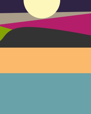 Geometrik peyzaj üretken sanat afişi çizimi