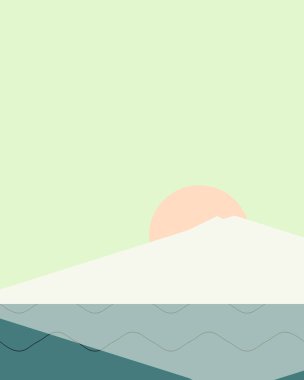 Geometrik peyzaj üretken sanat afişi çizimi