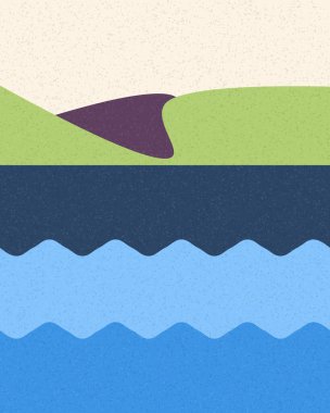 Geometrik peyzaj üretken sanat afişi çizimi