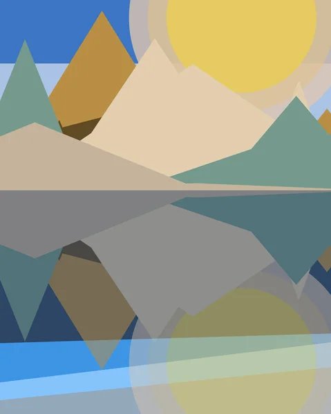 Geometrische Landschaft Generative Kunst Plakatillustration — Stockvektor