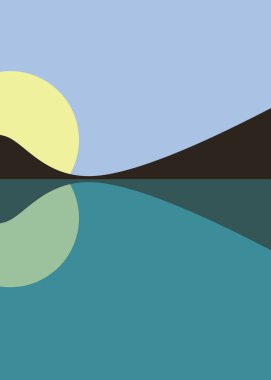 Geometrik peyzaj üretken sanat afişi çizimi