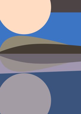 Geometrik peyzaj üretken sanat afişi çizimi