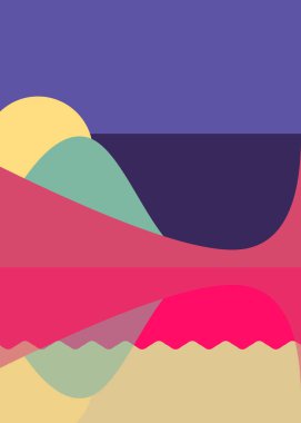 Geometrik peyzaj üretken sanat afişi çizimi