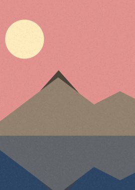 Geometrik peyzaj üretken sanat afişi çizimi
