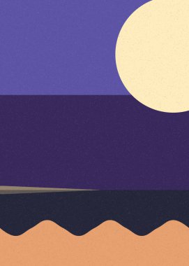 Geometrik peyzaj üretken sanat afişi çizimi