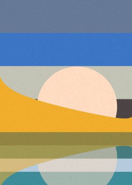 Geometrik peyzaj üretken sanat afişi çizimi