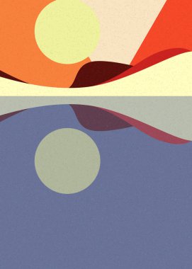 Geometrik peyzaj üretken sanat afişi çizimi