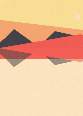 Geometrik peyzaj üretken sanat afişi çizimi