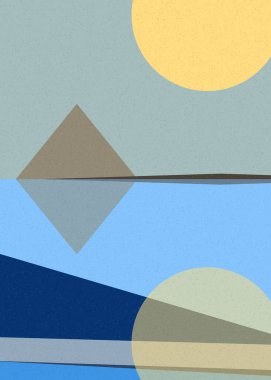 Geometrik peyzaj üretken sanat afişi çizimi