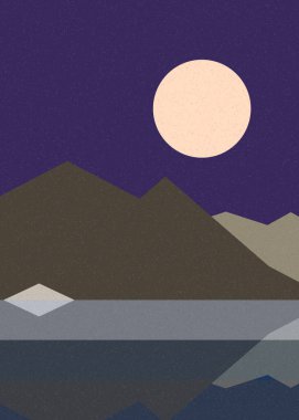 Geometrik peyzaj üretken sanat afişi çizimi