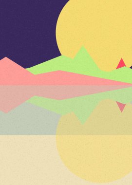 Geometrik peyzaj üretken sanat afişi çizimi