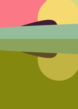 Geometrik peyzaj üretken sanat afişi çizimi