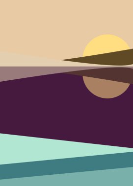 Geometrik peyzaj üretken sanat afişi çizimi