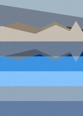 Geometrik peyzaj üretken sanat afişi çizimi