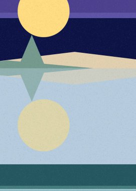 Geometrik peyzaj üretken sanat afişi çizimi