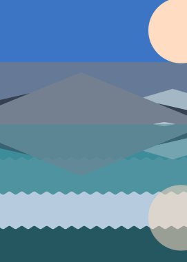 Geometrik peyzaj üretken sanat afişi çizimi