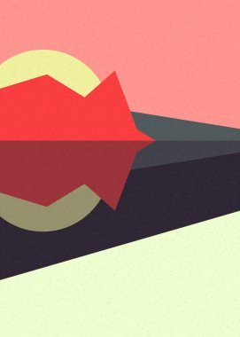 Geometrik peyzaj üretken sanat afişi çizimi