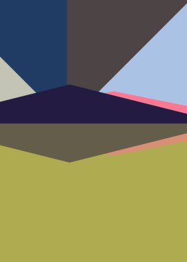 Geometrik peyzaj üretken sanat afişi çizimi