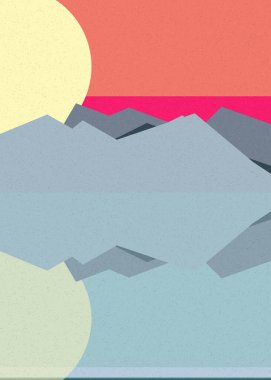 Geometrik peyzaj üretken sanat afişi çizimi