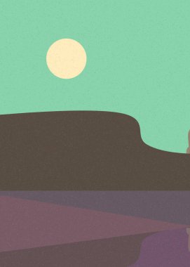 Geometrik peyzaj üretken sanat afişi çizimi