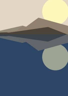 Geometrik peyzaj üretken sanat afişi çizimi