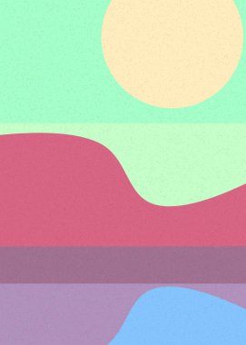 Geometrik peyzaj üretken sanat afişi çizimi