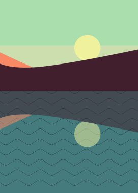 Geometrik peyzaj üretken sanat afişi çizimi