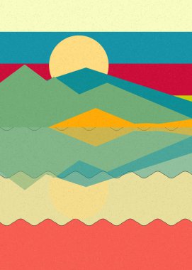 Geometrik peyzaj üretken sanat afişi çizimi