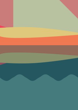 Geometrik peyzaj üretken sanat afişi çizimi