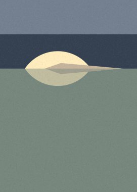 Geometrik peyzaj üretken sanat afişi çizimi