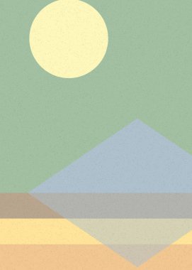 Geometrik peyzaj üretken sanat afişi çizimi