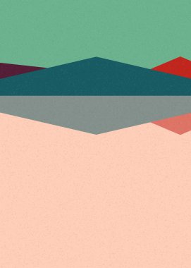 Geometrik peyzaj üretken sanat afişi çizimi