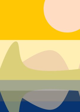 Geometrik peyzaj üretken sanat afişi çizimi