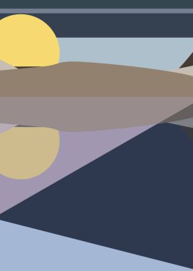 Geometrik peyzaj üretken sanat afişi çizimi