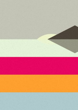 Geometrik peyzaj üretken sanat afişi çizimi