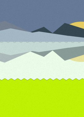 Geometrik peyzaj üretken sanat afişi çizimi