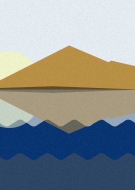 Geometrik peyzaj üretken sanat afişi çizimi