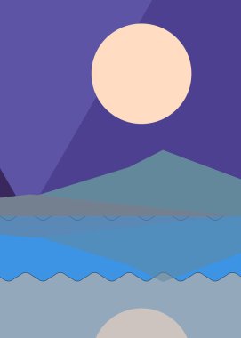 Geometrik peyzaj üretken sanat afişi çizimi