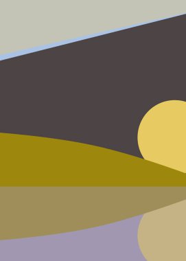 Geometrik peyzaj üretken sanat afişi çizimi