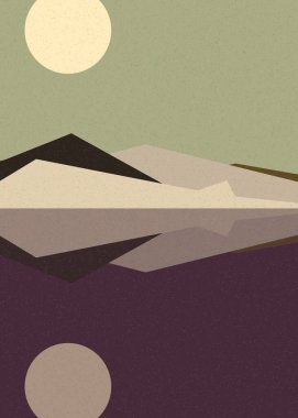 Geometrik peyzaj üretken sanat afişi çizimi