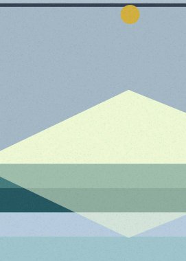 Geometrik peyzaj üretken sanat afişi çizimi