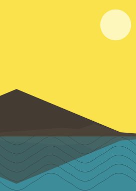 Geometrik peyzaj üretken sanat afişi çizimi