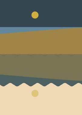 Geometrik peyzaj üretken sanat afişi çizimi