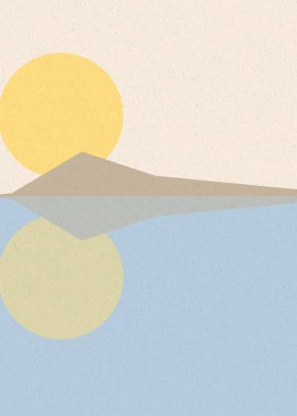 Geometrik peyzaj üretken sanat afişi çizimi