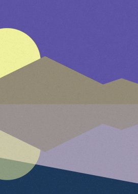 Geometrik peyzaj üretken sanat afişi çizimi