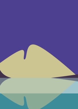 Geometrik peyzaj üretken sanat afişi çizimi