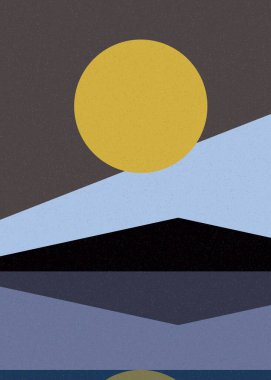 Geometrik peyzaj üretken sanat afişi çizimi