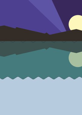 Geometrik peyzaj üretken sanat afişi çizimi