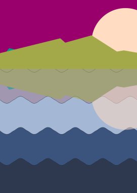 Geometrik peyzaj üretken sanat afişi çizimi